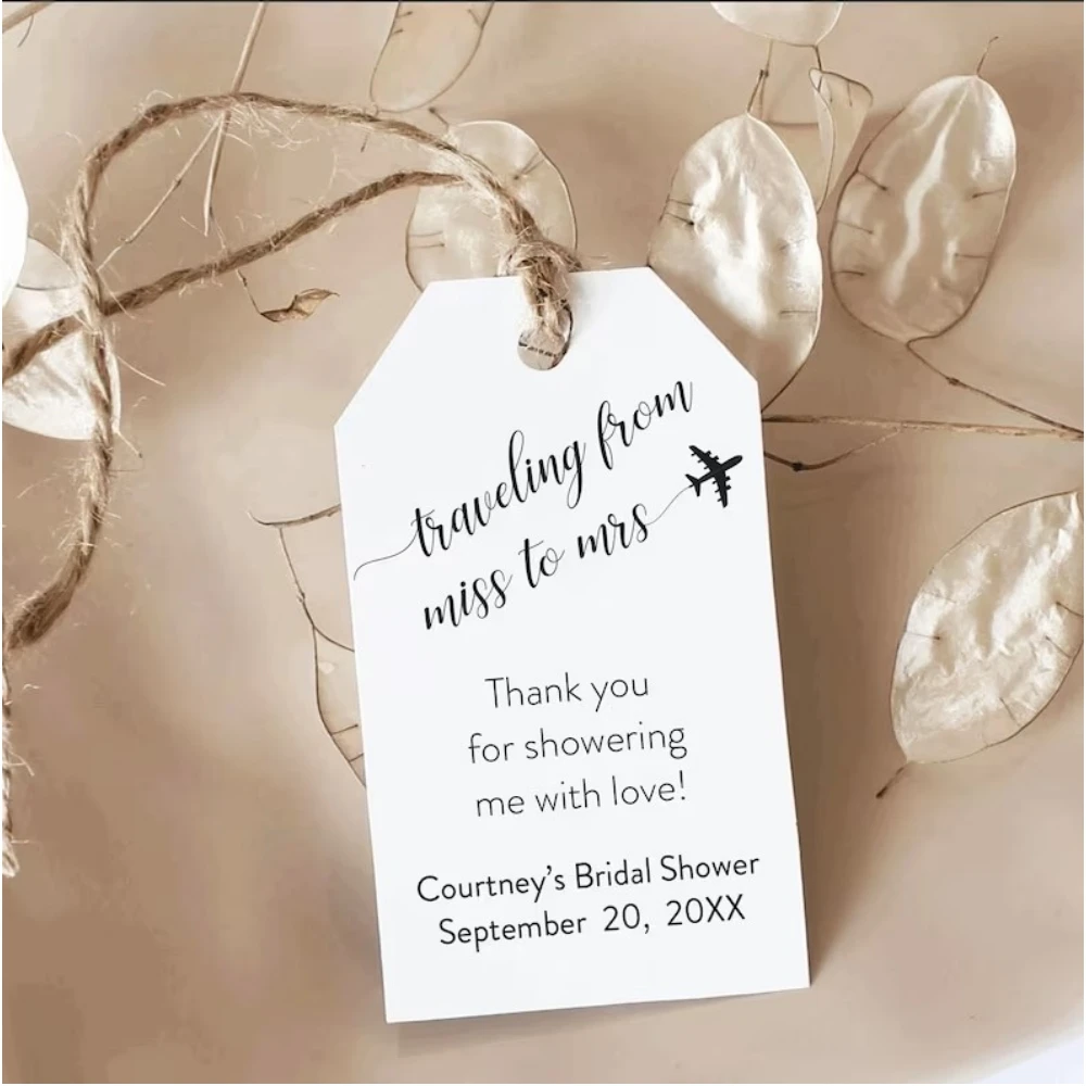 

Custom Bridal Shower Favors, Thank You for Showering Me with Love, 25 Custom Bridal Shower, Traveling from Miss to Mrs