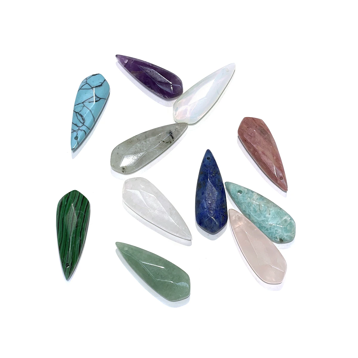 Facettierter Anhänger aus Naturstein, grüner Aventurin/Amazonit, 11x30mm, für Schmuckherstellung, DIY-Halskette, Ohrringe, Zubehör
