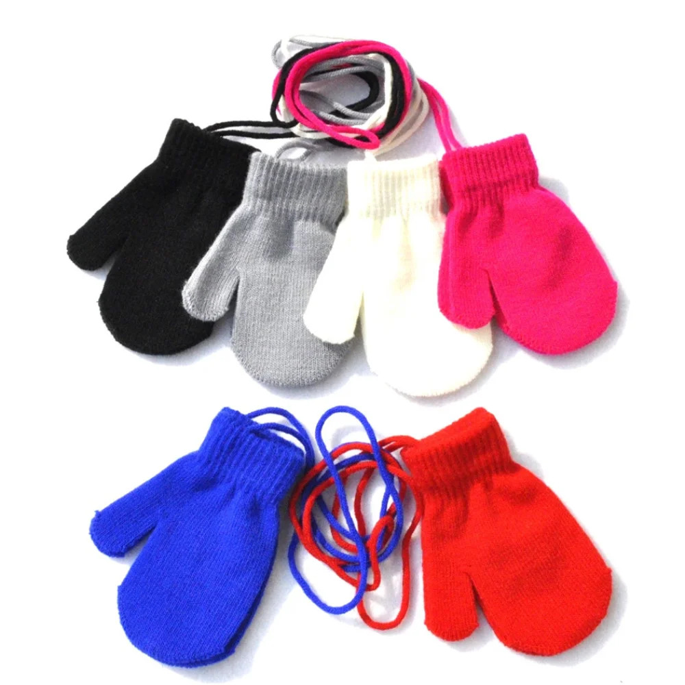 Winter Baby Gloves Mittens for 1-3Y Kids Hanging Neck winter gloves baby mittens