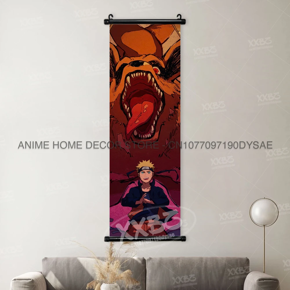 Japanese Style Naruto Wall Art: Rock Lee, Uchiha Sasuke & Obito Scroll Paintings