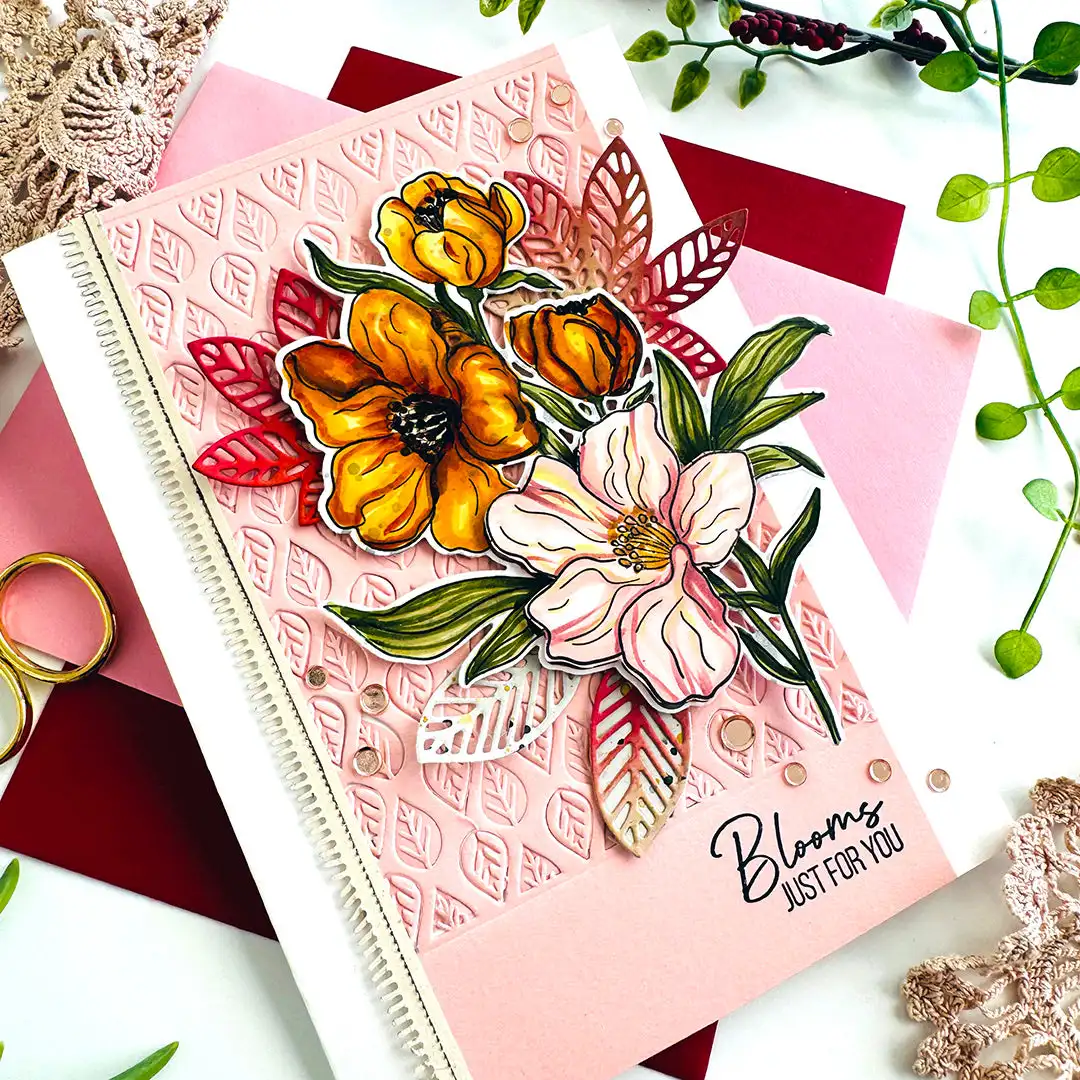 Garden Blooms Collection Autumn Leaves Metal Cutting Dies Clear Stamps Stencil Hot Foil DIY Decorating Scrapbook Card Die