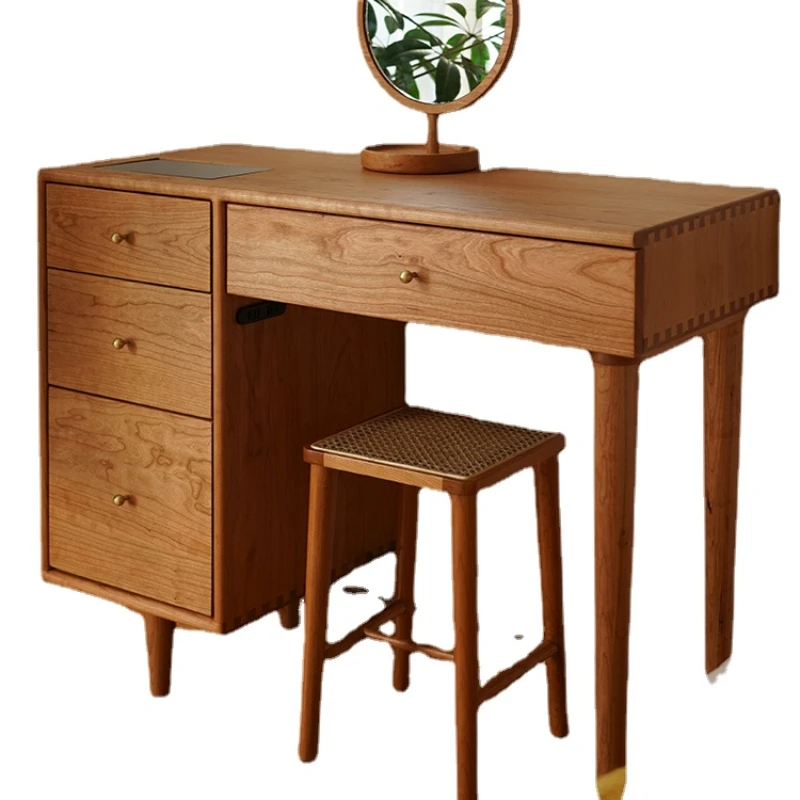 

ZC Dressing Table Cherrywood Solid Wood Dresser Small Apartment Simple Bedroom Dressing Table