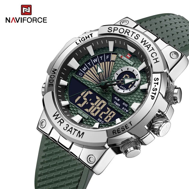 

NAVIFORCE Men's Fashion Watch Luxury Digital LCD Display Quartz Wristwatch Business Date and Week Waterproof Clock Montre Homme