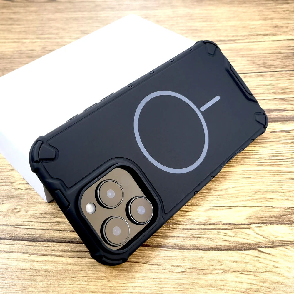 Luxury Shockproof Armor Matte Case For iPhone 17 16 15 14 13 12 Pro Max 16Pro 15Pro For Magsafe Mag Safe Wireless Charge Cover 6