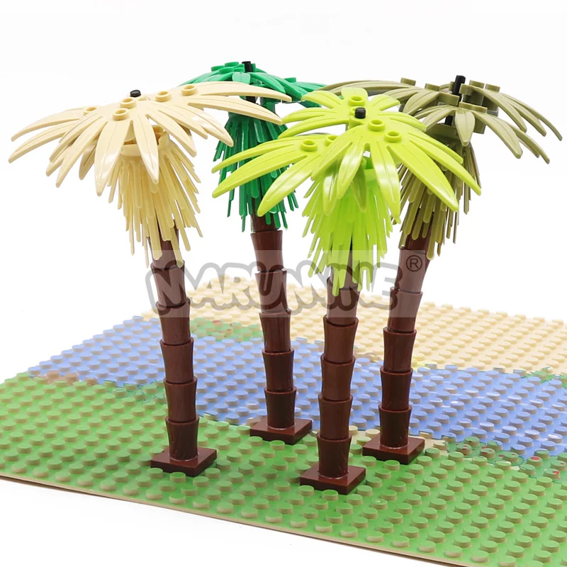 MARUMINE 4PCS Coconut Tree MOC City Plant Building Blocks Bricks Garden Bonsai Forest DIY Classic Model Kit