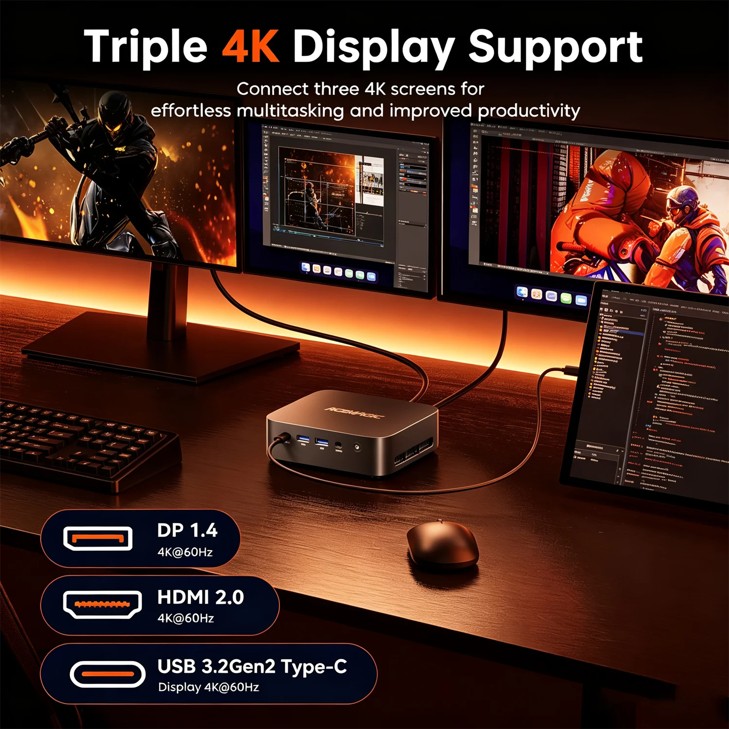 ACEMAGIC M1 Mini PC AMD Ryzen 7 7735HS 24GB LPDDR5 1TB PCle SSD Mini Computers (8C/16T, Tot 4.7GHz), Desktop Met Windows 11 Pro - Wifi 6 - BT5.2 - Type-C