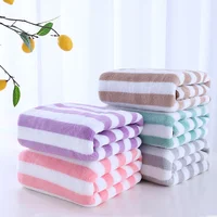 35x75cm Bath Towel Coral Fleece Microfiber Striped Adult Household Textiles Bathroom Soft Woman Sauna Spa Absorbent Towel 1