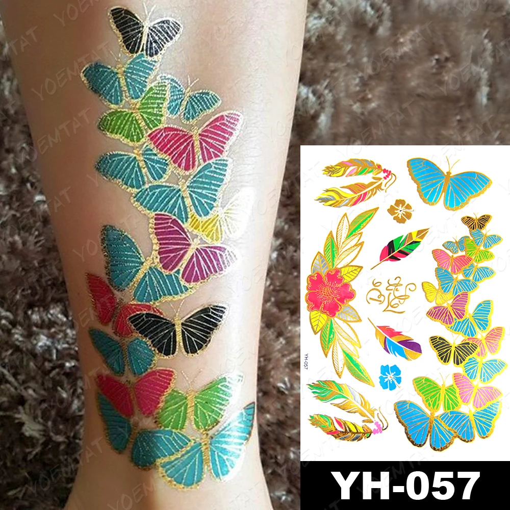 

Waterproof Temporary Tattoo Sticker Colorful Bracelet Gold Silver Metallic Flash Tatoo Boho Henna mandala Jewelry Glitter Art