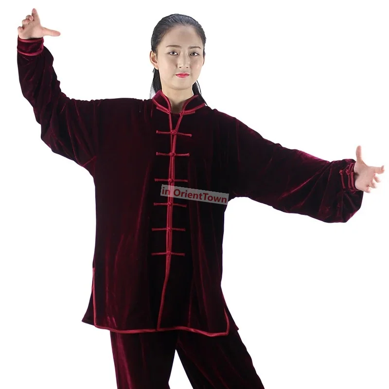 Winter cashmere velvet Kungfu Clothing Kung Fu Uniform Martial Arts Tai Chi Suits Stage Performance Costume Kung Fu warm Clothes