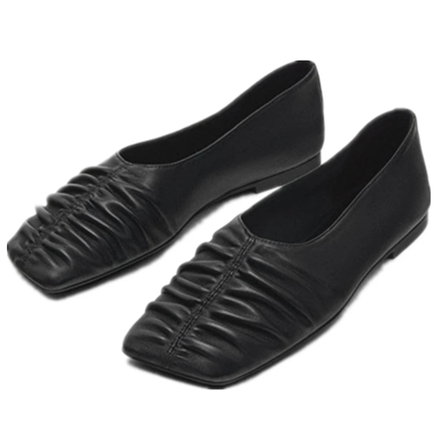 Jenny&Dave French Fashion Ladies Minimalist Women's Shoes Ballet Shoe Leather Soft Loafers Retro Flat Shoes Women 2026 Spring