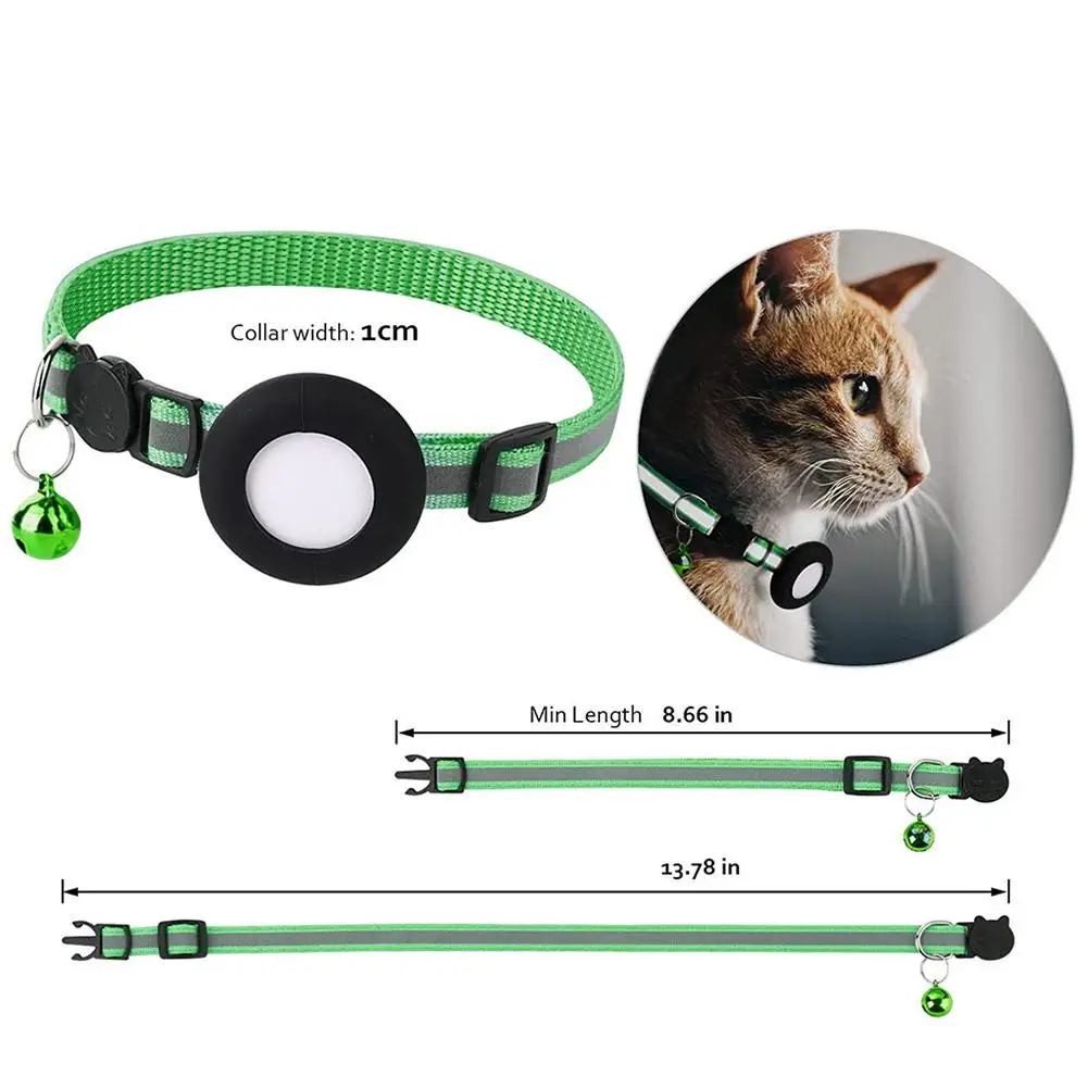 Enhanced Pet GPS Anti-Lost Reflective Cat Collar with Bell and Protective Tracker Holder