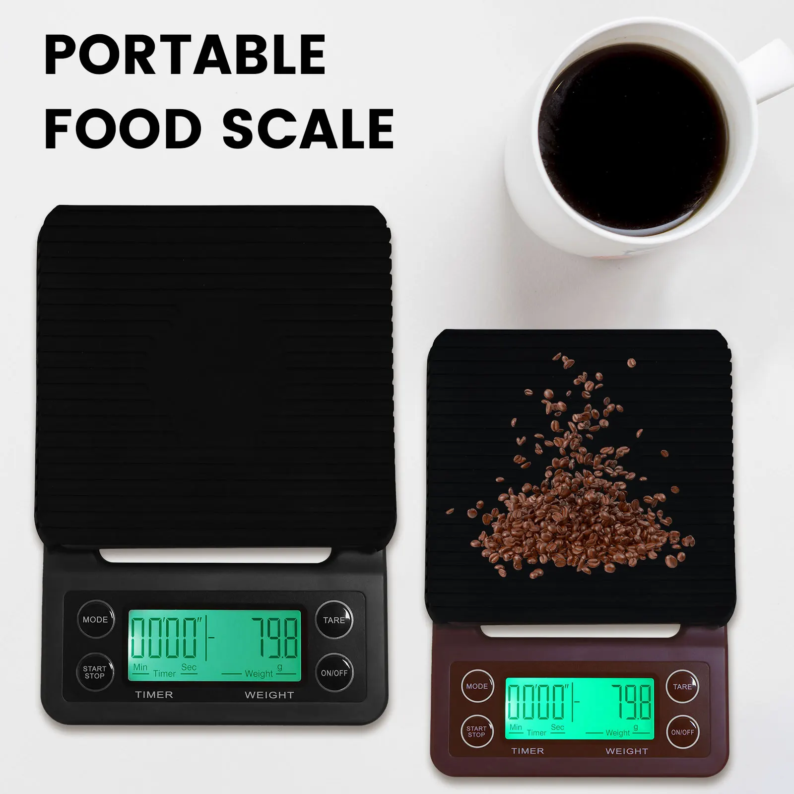 Coffee Scale With Timer - High Precision Espresso Scale, Digital Kitchen Scale Up To 5000g, 0.1g Accuracy (Black, Batteries Not Included) - View #5
