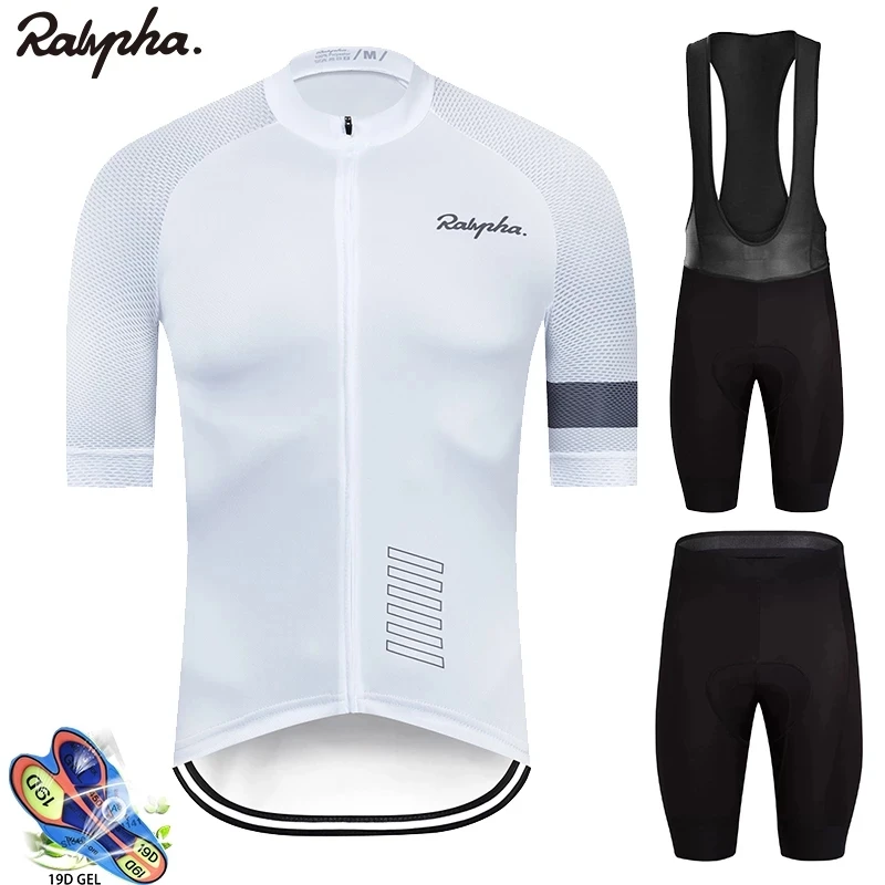 Men Cycling Jersey Bib Shorts Set Bike Team Clothing Bicycle Short Sleeve Outfit 