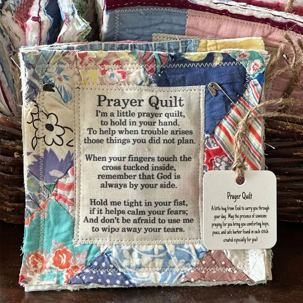 Prayer Quilt with Cross Inside Handmade Sew Individually Colorful Pocket Prayer Quilt Symbolism Poems Quilts Gifts for Christm