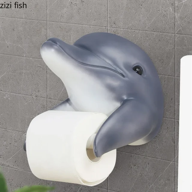 Punch-free Resin Dolphin Toilet Paper Holder Big Shark Toilet