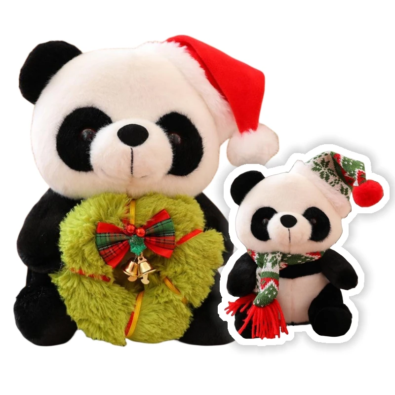 

Kawaii 25cm Cute Panda Toys Cartoon Plush Christmas Home Decor Pillow Soft Cushion Funny Xmas Tree Party Dolls Birthday Gifts