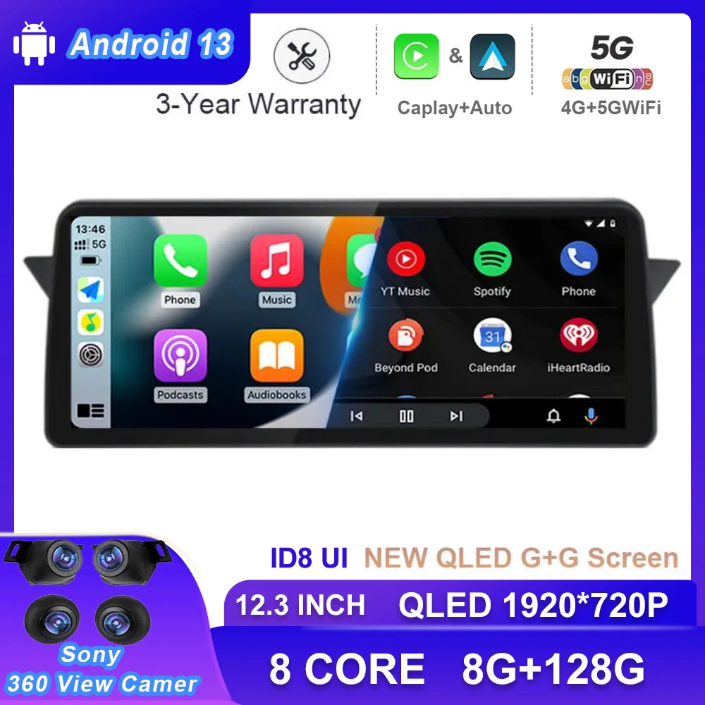 

12.3" Android 13 ID8 For BMW X1 E84 2009 - 2015 Car Radio Stereo Audio GPS Navigation Multimedia BT WIFI 360 Camera Video Player