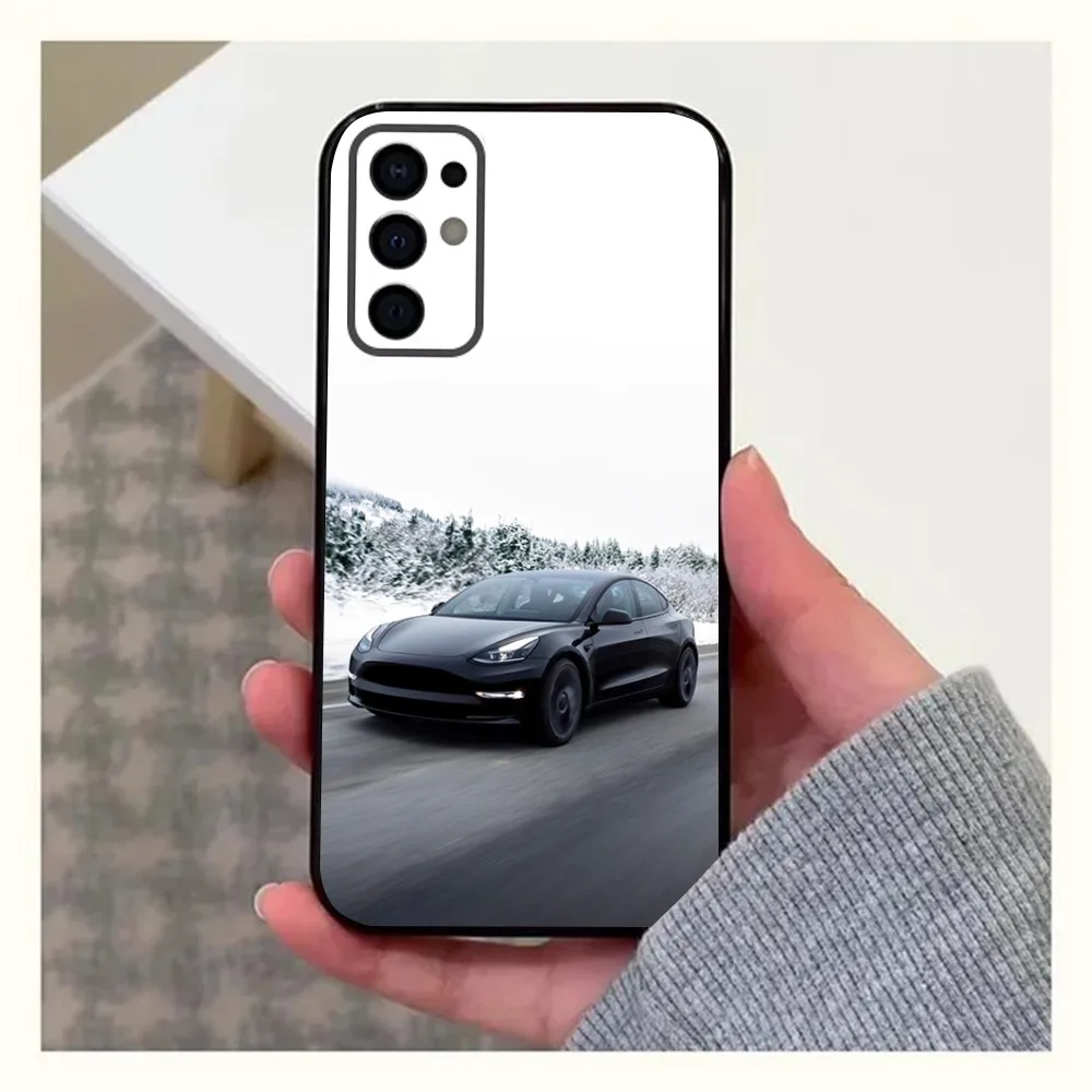 Sleek Black Soft Cover Electric Car Themed Phone Case