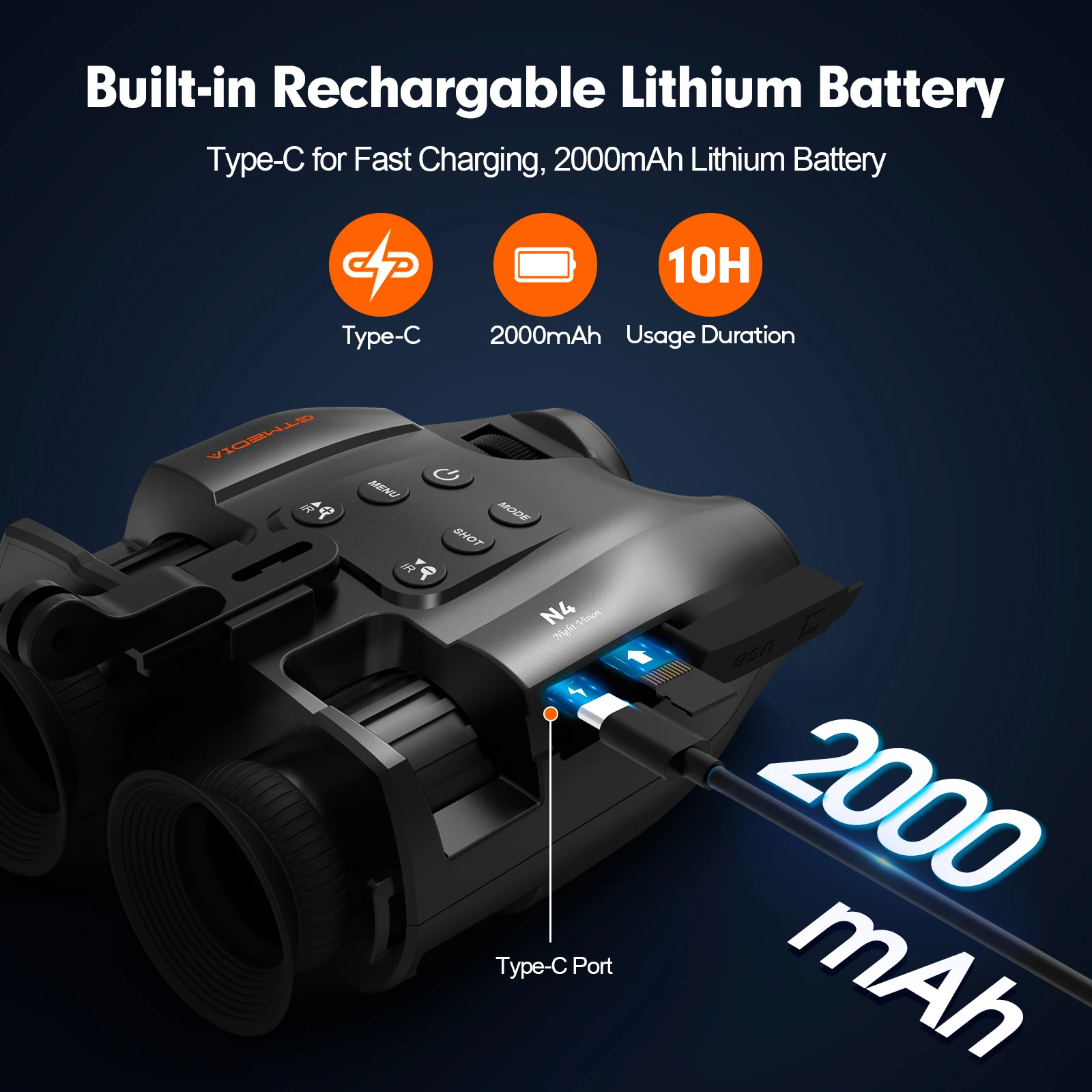 GTMEDIA N4 나이트 비전 쌍안경 300M 850nm 7단계 IR 5배 줌 1080P 비디오 주야간 사용 사냥 및 야생동물 관찰용