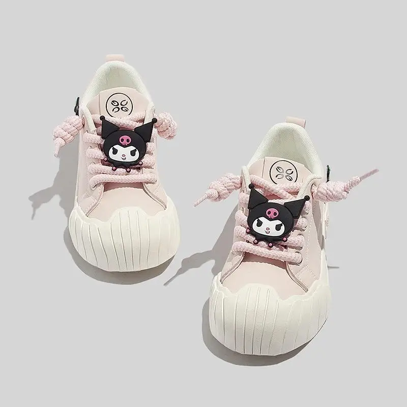 

Кавайная розовая повседневная обувь Sanrio мультфильм Kuromi толстая подошва низкий верх Удобная универсальная плоская подошва дышащая Спортивная обувь