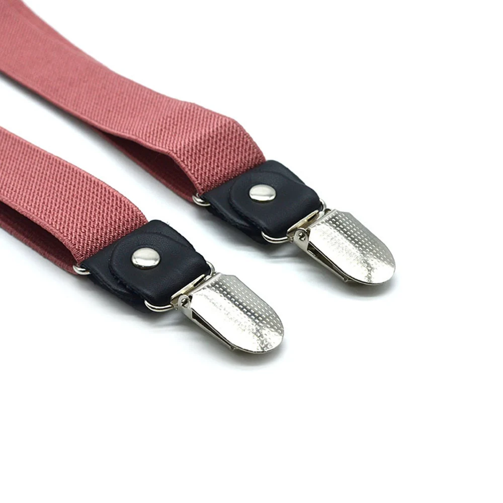 Solid Color Bowknot Elastic Leather Suspenders Braces Men Women Adjustable Straps For Wedding Suit Skirt Accessories Gift