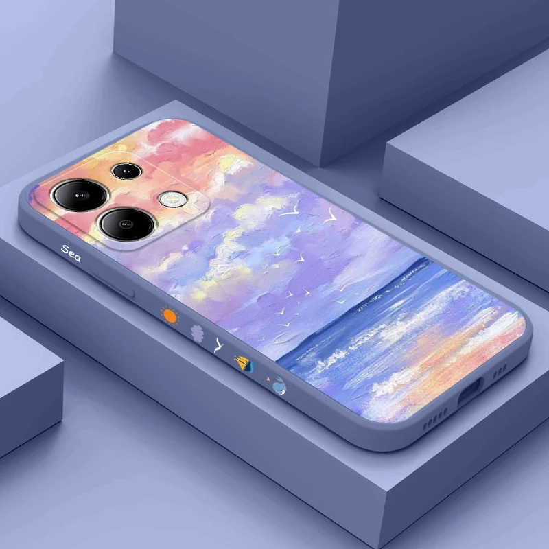 Sky Painting Liquid Silicone Phone Case Cover