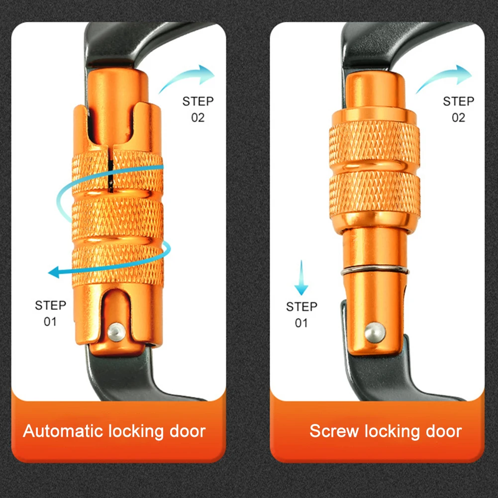 30kN Rock Climbing Carabiner Heavy Duty Caribeaner Clips Mountain Caribiniers for Rock Climbing Rappelling and Mountaineering