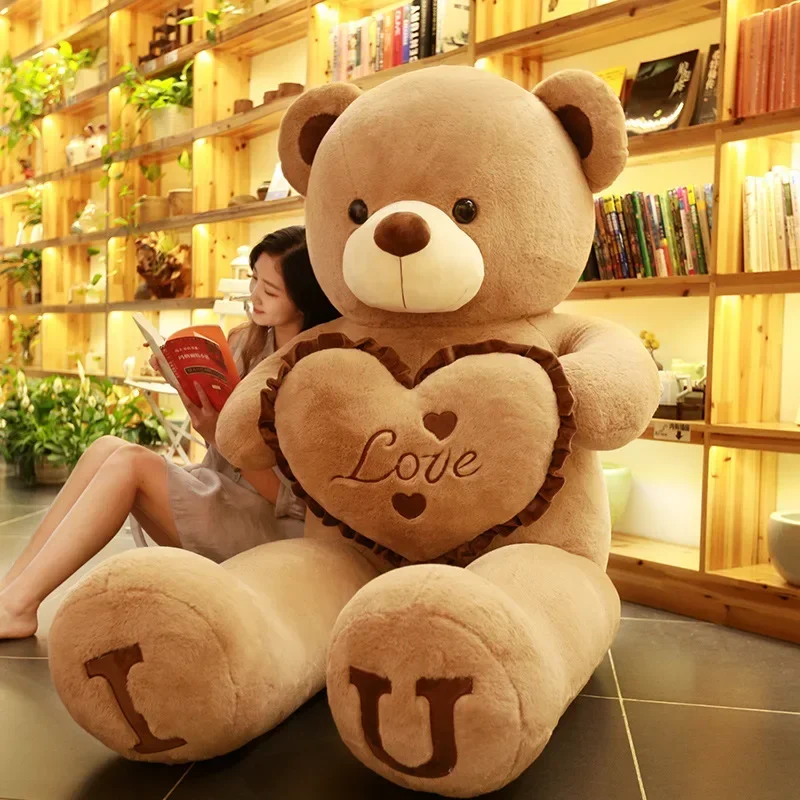 

Plush Toy Teddy Bear Giant Pink Soft Stuffed Animals Pillow Dolls Grilfriend Kids Wife Xmas Valentines Day Gifts Big Size 100cm