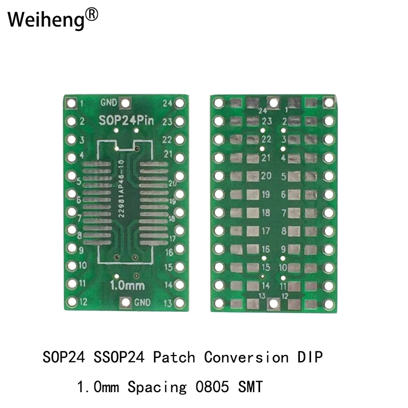 SOP24 어댑터 SSOP24 패치-인라인 DIP 1.0mm 피치 SMT 0805, 100 개