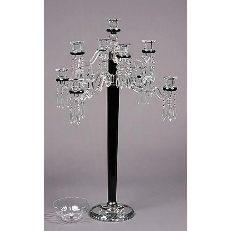 

MH-ZT0046 9 arms hot sale black crystal candelabra for wedding centerpiece , whole sale wedding black candelabra