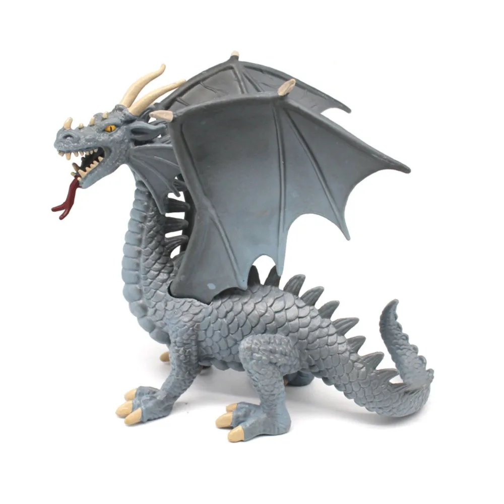 Ice Flying Dragon Mythical Figurine - Fire-Breathing Western Beast PVC Toy Ornament