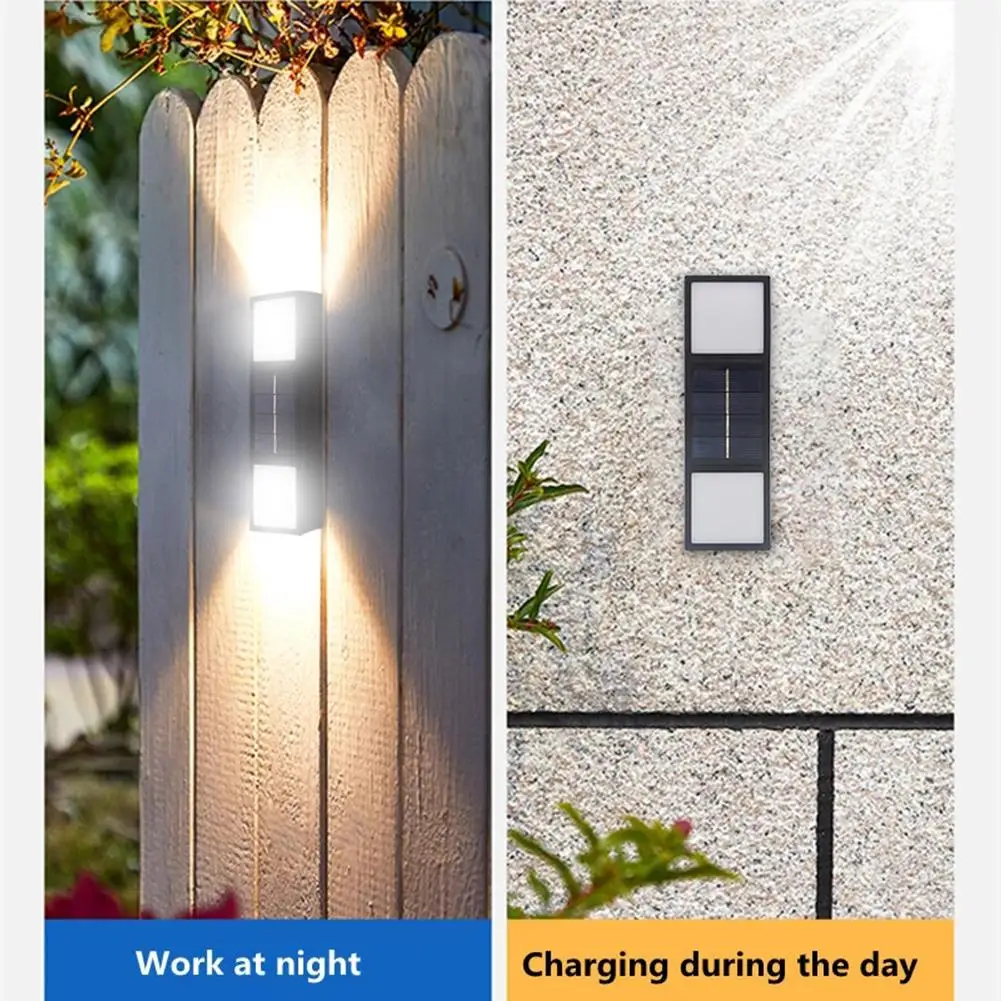 2pcs Solar Wall Lamp Ip65 Waterproof Up Down Garden Lights Outdoor Sunlight Lamp Decoration Light