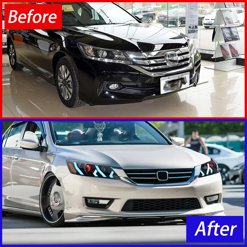 For Honda Accord 9th 2013-2015 Car Headlight Assembly Upgrade LED Lamborghini Style Projector Lens Car Tool Accessories - Image 2