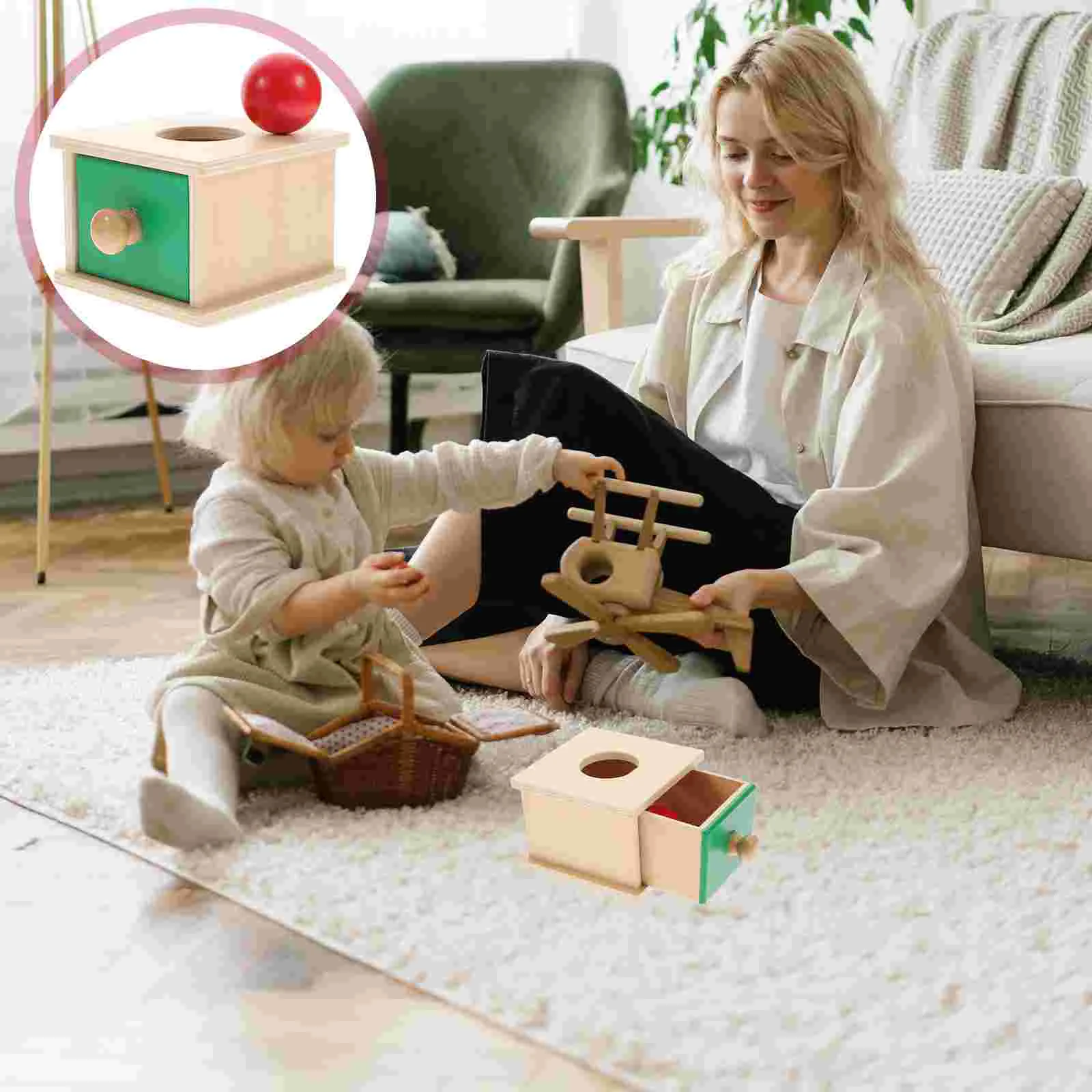 

Early Education Toys Educational Coin Box Wood Hand Eye Coordination Wooden Hand-eye