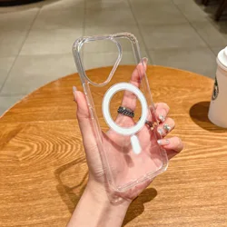 Magnetic Crystal Clear Acrylic Back Case with Mag - safe and Soft Shockproof Shell for Tecno Pova Curve 2 (Clear)