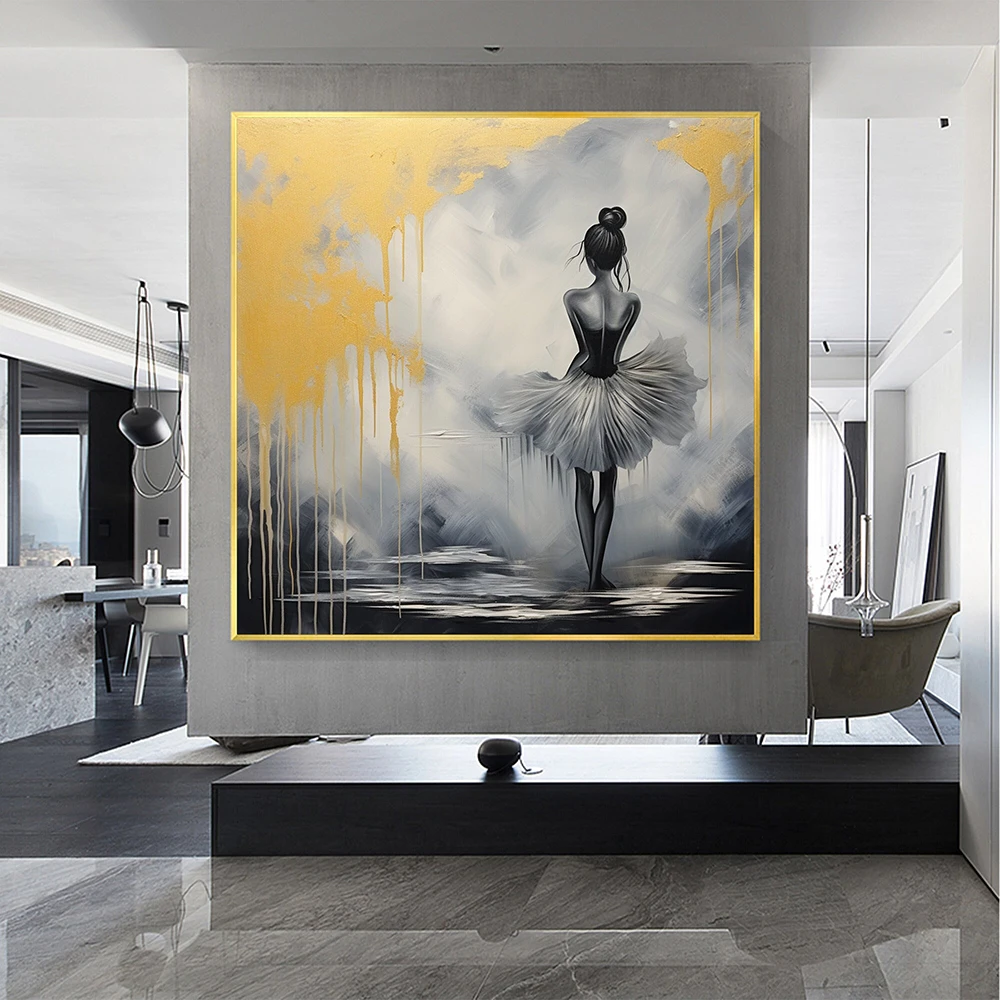 

Ручная роспись маслом абстрактная фотография оригинальный танцор искусство серый декор пользовательская живопись Гостиная Декор