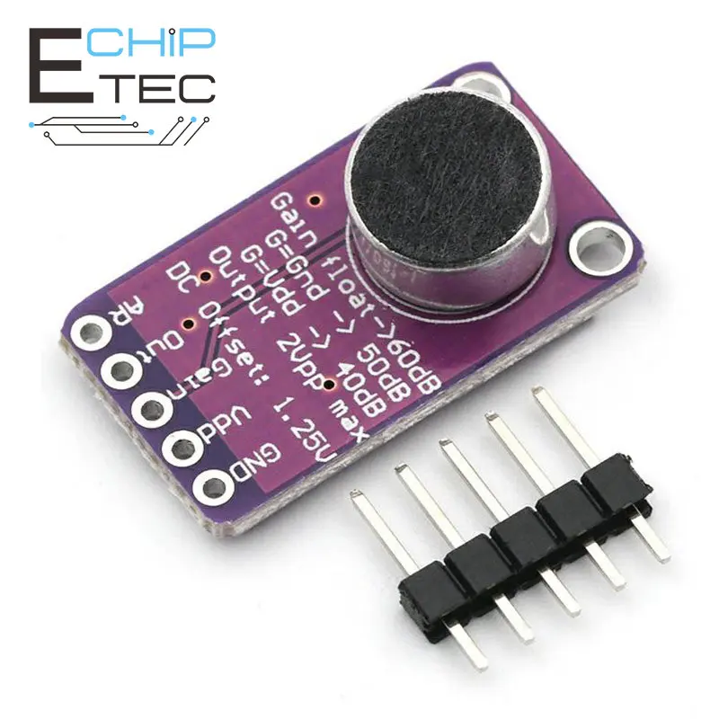 

MAX9814 microphone AGC amplifier module automatic gain control Arduino programmable attack release ratio low THD