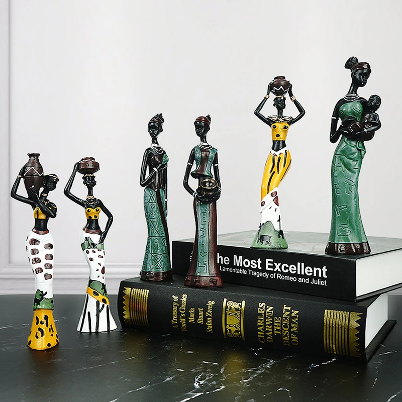 

African Women Decorative Figurines, Home Decoration Accessories, Living Room Decoration, Handmade Crafts