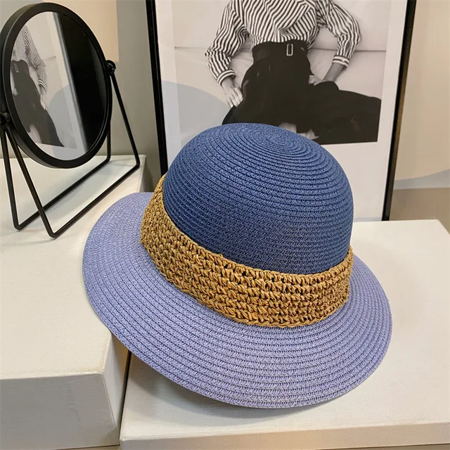 2024 New Summer Big Brim Anti UV Sun Hat Sunshade Sunscreen Hat for Women  Covering Face Empty Top Grass Knitted Straw Cap - AliExpress