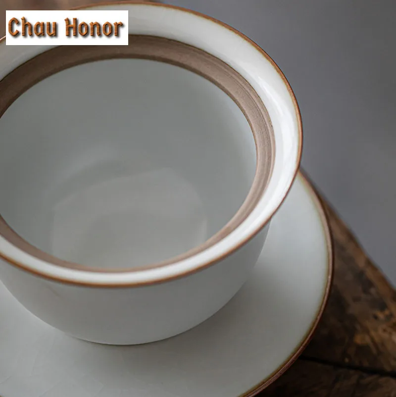 150ml Boutique Ru Kiln Art Porcelain Tea Tureen Ice Cracked Glaze Gaiwan Chinese Tea Brewing Filter Cover Bowl Kung Fu Tea Set