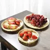 Bamboo Woven Basket Tray Flat Wicker Round Fruit Basket Woven Food Storage Shallow Tray Decorative Serving Tray for Home Kitchen 3