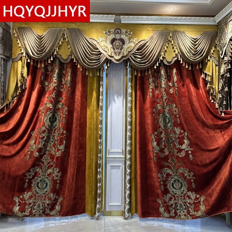 

Роскошные бордовые вышитые занавески для гостиной, высококачественные бархатные декоративные занавески для спальни, кухни, гостиницы