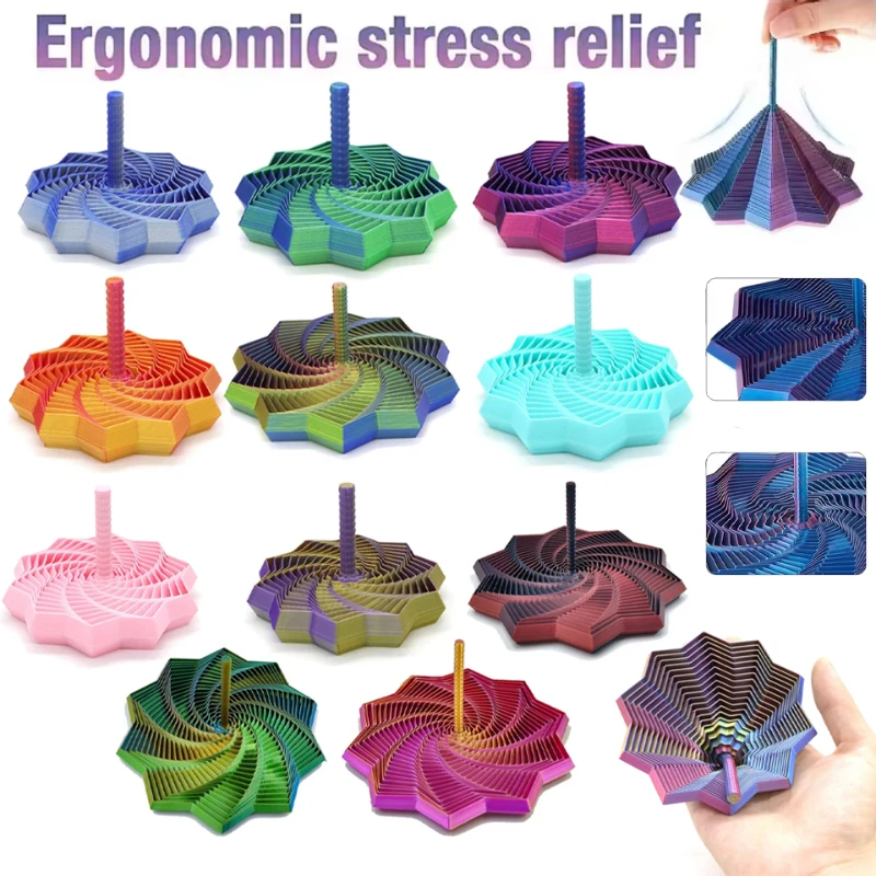 3D 프린팅으로 제작된 회전하는 십각형 감각 완화 스타 장난감, 손에 잡기 쉬운..