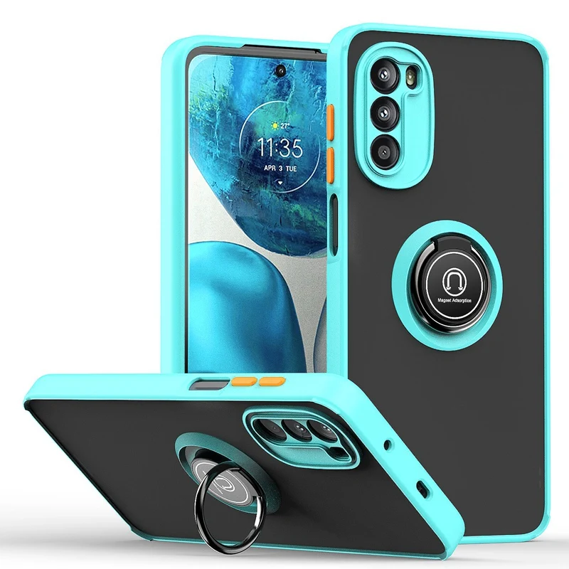 Versatile Silicone Ring Holder Phone Case - Durable Hard PC Cover with Built-In Stand