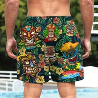 New Fashionable Summer Coconut Leaf Tribe Totem Mask Mayan Ethnic Style Digital Printed Men's Hawaii Beach Fitness Casual Shorts 2