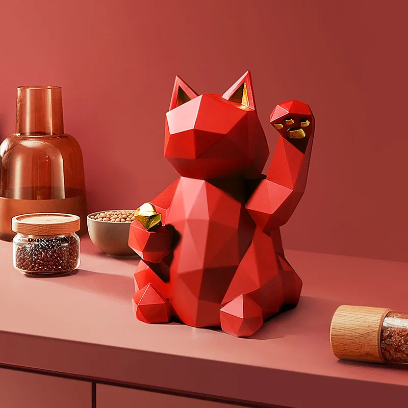 

Creative Resin Lucky Cat Shop Desktop Living Room Bedroom Bookshelf Craft Ornament Simple New