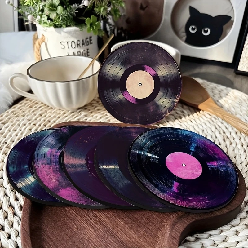 Music Vinyl Record Wood Ironing Non-slip Coaster
