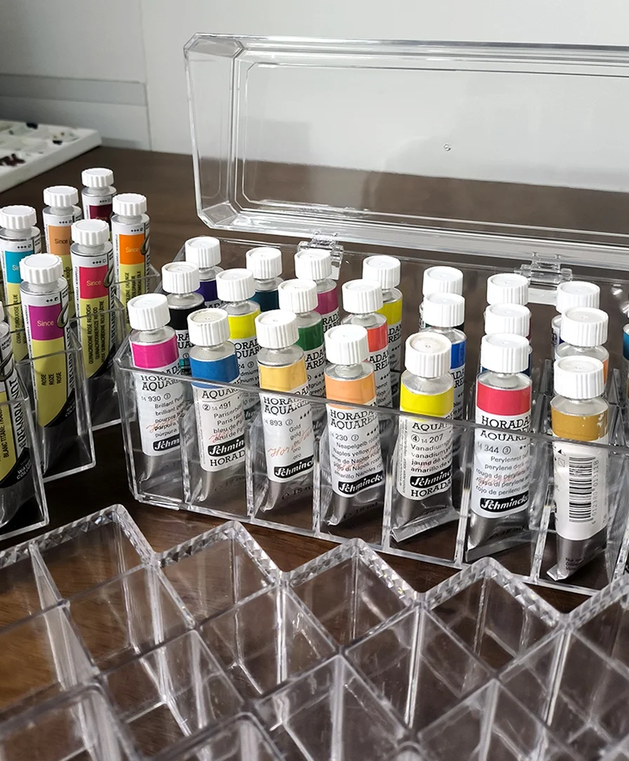 VIAGGIARE SCATOLA DA 24 Griglie Tavolozza Di Colori Ad Olio Con