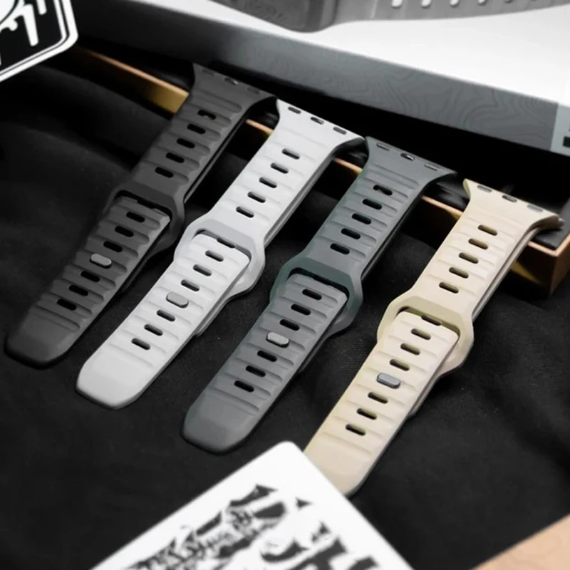 Silicone watch band for Apple Watch Ultra 49mm 44mm 45mm 42mm 41mm 38mm Smart Iwatch Serise 8 7 6 5