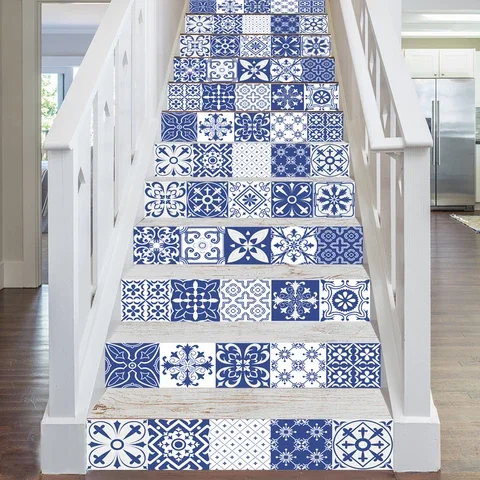 

10/15/20cm Blue & White Strip Ceramic Tiles Wall Sticker Sofa TV Walls Home Decor Wall Decals Peel & Stick Vinly Art Wallpaper